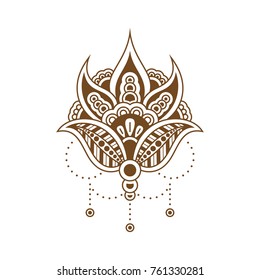 Abstract ornamental flower in indian style. Brown Paisley Mehndi tattoo element