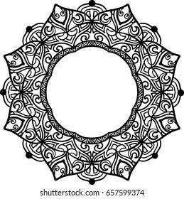 Abstract ornamental frame. Decorative design element with lacy motifs.  Vector illustration.