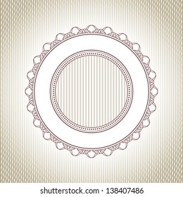Abstract Ornamental Frame, Elegant Vintage Label on Striped Background, Vector Illustration