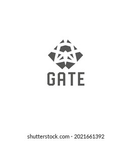 Abstract ornamental gate logo. Gate geometric symbol. Design template for real estate, construction of houses, sale of doors