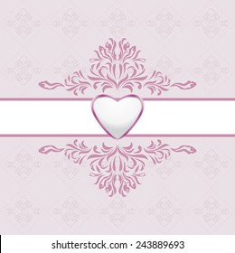 Abstract ornamental light purple background with heart. Vector