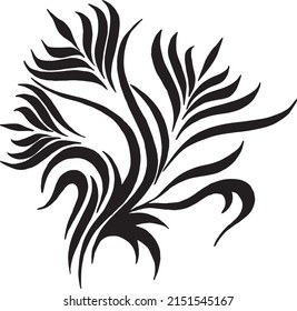 Abstract ornamental line drawing. Doodle ornament. Black and white pattern. Vector illustration. Can be used for tattoo. Flowers calligraphy.