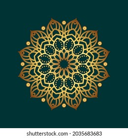 Abstract ornamental mandala background design in gold color