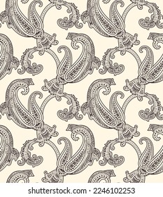 Abstract ornamental paisley seamless pattern