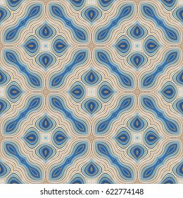 Abstract ornamental patch seamless pattern. Vector mosaic background