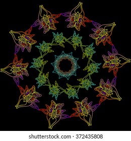 abstract ornamental pattern  from colored doodle elements