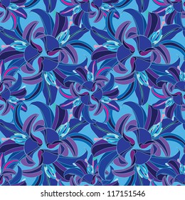 Abstract ornamental pattern. Floral seamless ornament. Flowers lily