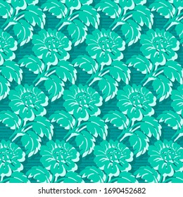 Abstraktes Ziermuster mit Blumen. Blau.