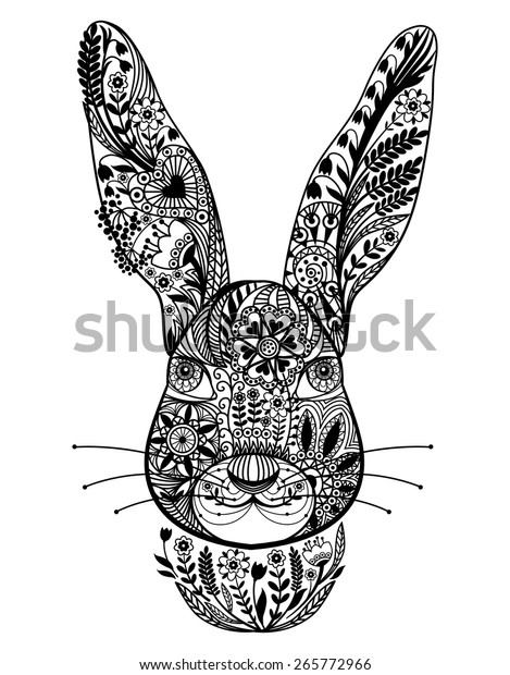 Abstract Ornamental Rabbit Vector Black White Stock Vector (Royalty ...