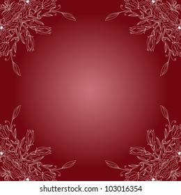 Abstract ornamental red frame, elegant vintage label, vector illustration