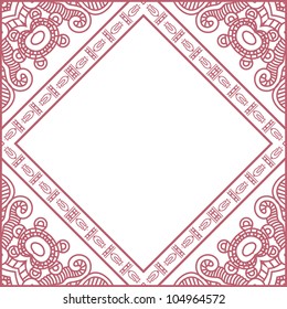 Abstract ornamental red frame, elegant vintage label, vector illustration