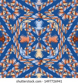 Abstract ornamental ropes seamless pattern. Colorful modern vector background. Intricate beautiful ornnament. Braided ropes ornament. Decorative ornate design. Endless texture.