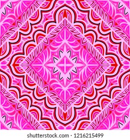 Abstract ornamental seamless pattern. Decorative ornate background. Colorful texture with lacy rhombuses. Graphic ornament. Vector illustration.