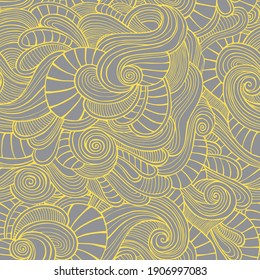 Abstract ornamental seamless pattern. Vector vintage yellow and grey background. Colors of the year 2021 square design for print on fabric, textile