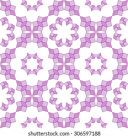 Abstract ornamental seamless pattern of violet shades geometrical objects on white background