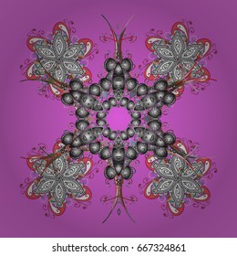 Abstract ornamental snowflakes design. Snowflakes ornamental pattern with watercolor effect. Textile print for bed linen, jacket, package design, fabric, fashion concepts. Vector ornamental background
