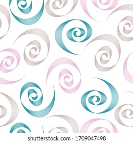 Abstract ornamental spiral seamless outline pattern. Stylish seashell nautilus textured geometric background.  Childish artistic style.