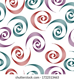 Abstract ornamental spiral seamless outline pattern. Simple hand drawn spirals on a white background. Simple pattern with geometric spirals.