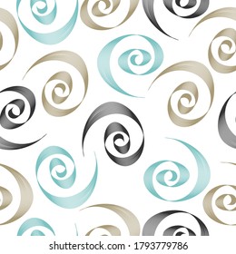 Abstract ornamental spiral seamless outline pattern. Vector abstract background. Simple pattern with geometric spirals.