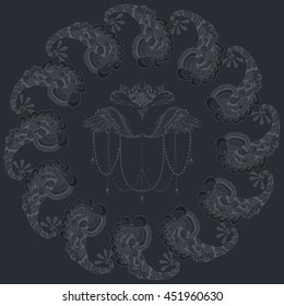 Abstract ornaments arranged in a circle. 
