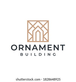 Abstract ornamet logo illustration vector graphic in line art style with business card