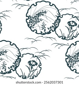 abstract ornate bature symbol traditional japanese chinese vector design seamless pattern