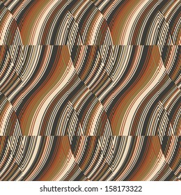 Abstract ornate broken wavy striped textured geometric seamless pattern. Vector.