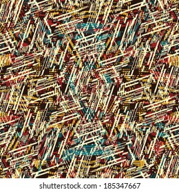 Abstract ornate colorful irregular striped textured background. Seamless pattern. Vector.