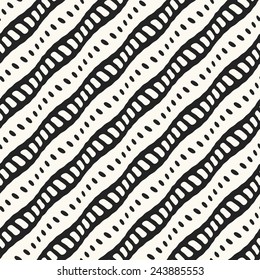 Abstract ornate diagonal stroke and dot textured background. Seamless pattern. Vector.
