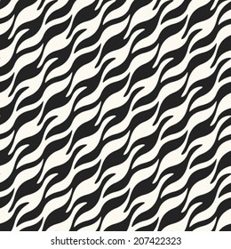 Abstract ornate diagonal wavy shapes background. Seamless pattern. Vector. 