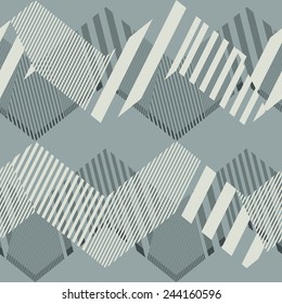 Abstract ornate different striped textured double zigzag background. Seamless pattern. Vector.