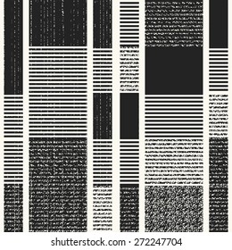 Resumo ornamentado diferentes listras texturizadas e bloco fundo moderno. Padrão sem costura. Vetor.