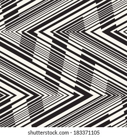 Abstract ornate dynamic striped textured geometric seamless pattern. Vector.