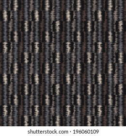 Abstract ornate embroidery threads striped textured fabric background. Seamless pattern. Vector.