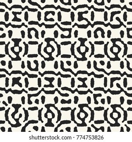 Abstract Ornate Folk Motif Mottled Textured Background. Seamless Pattern.