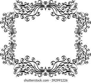 Abstract ornate frame with floral motifs. Element for design. Vector illustration. 