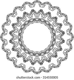 Abstract ornate frame with ornamental motifs. Vector design element. Vintage decorative elegant motif. Anti stress coloring book page for adults.