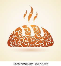 Abstract ornate fresh hot bread logo emblem icon symbol Decorative bakery design element Illustration for banner, poster, business sign, identity, branding