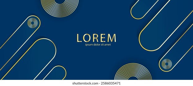 Abstract Ornate Geometric Petals Grid background with dynamic gold circle lines. collection of luxury background with copy space for text.