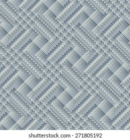 Abstract ornate half toned double zigzag textured background. Seamless pattern. Vector.
