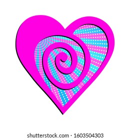 Abstract ornate heart. Template design for Valentine's day, wedding, birthday, Mothers Day. 90-s style. Love vector design for poster, card, flyer. Pop art colorful comics book magazine cover.