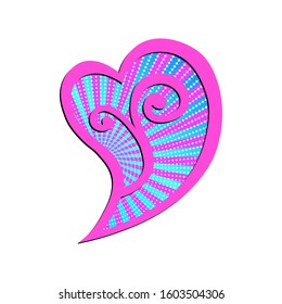 Abstract ornate heart. Template design for Valentine's day, wedding, birthday, Mothers Day. 90-s style. Love vector design for poster, card, flyer. Pop art colorful comics book magazine cover.