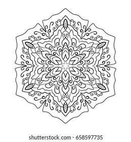 Abstract ornate mandala. Graphic template for different design. Decorative retro ornament. Vector illustration