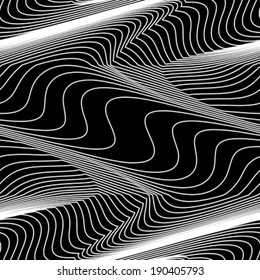 Abstract ornate optical illusion surface background. Seamless pattern. Vector.