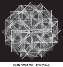 Abstract ornate pattern. Design element with rectangle frames and nets. Modern screen vector design