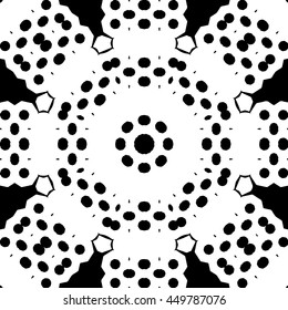 Abstract ornate psychedelic kaleidoscopic seamless pattern. Vector.