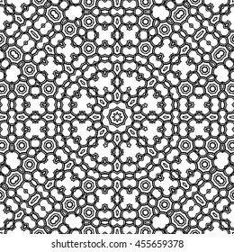 Abstract ornate psychedelic kaleidoscopic seamless pattern. Vector.