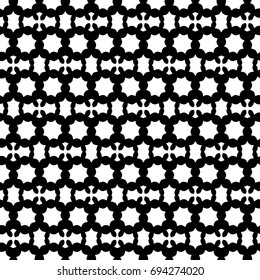 Abstract ornate psychedelic kaleidoscopic seamless pattern. Black and white vector.