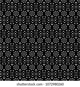 Abstract ornate psychedelic seamless pattern. Black and white grunge texture.
