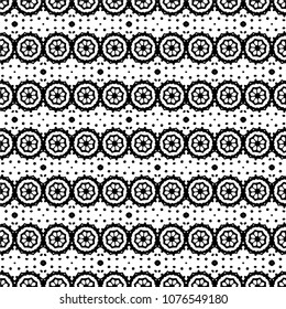 Abstract ornate psychedelic seamless pattern. Black and white grunge texture.vector